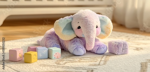 baby playing with elephent