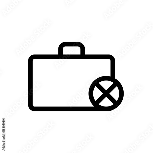 Suitcase with a cross symbol, representing restricted travel, disallowed luggage, or canceled plans.