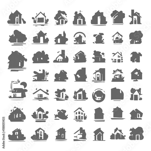Set icon Logo real estate design idea vector