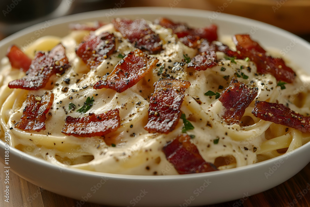 Aromatic Creamy Pasta Carbonara with Crispy Bacon and Parmesan Aromatic Creamy Pasta Carbonara with Crispy Bacon and Parmesan