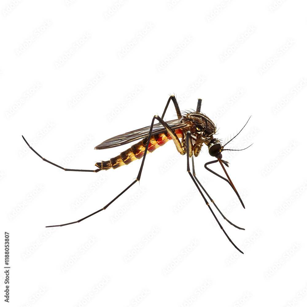 Close-up of a Mosquito, Detailed Insect Photography, Black Background Close-up of a Mosquito, Detailed Insect Photography, Black Background