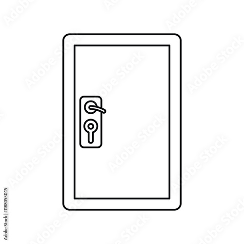 door lock lineal icon with white background vector stock illustration