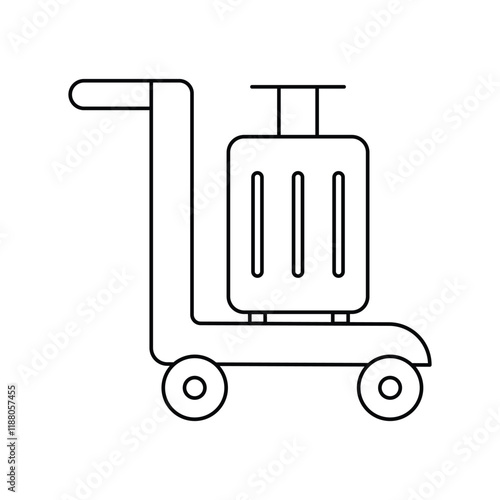 luggage cart lineal icon with white background vector stock illustration