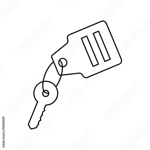 room key lineal icon with white background vector stock illustration