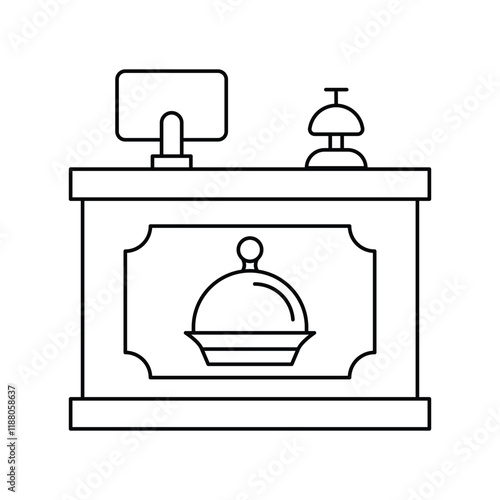 reception desk lineal icon with white background vector stock illustration