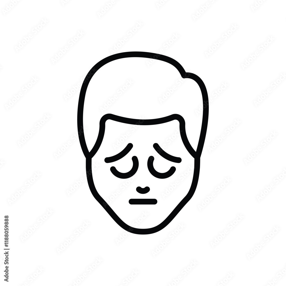 Black line icon for sad Black line icon for sad