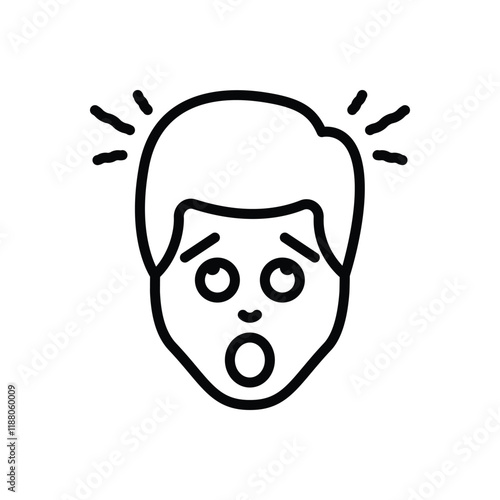 Black line icon for shocked