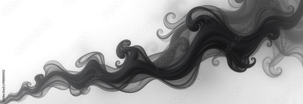 Black smoke creating abstract wavy pattern on white background Black smoke creating abstract wavy pattern on white background