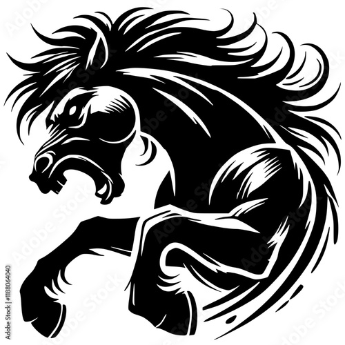 Angry horse silhouette