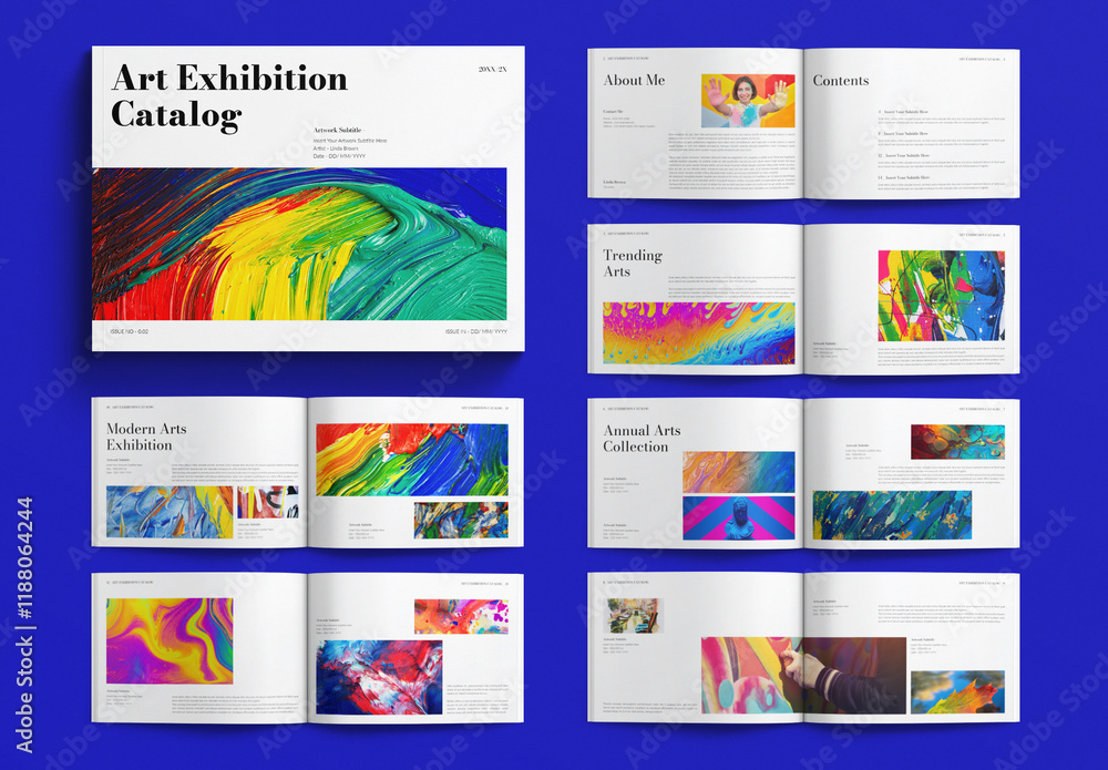 Art Exhibition Catalog Template Design Layout Landscape Stock Template