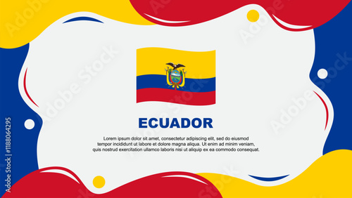 Ecuador Flag Abstract Background Flat Design Template. Ecuador Independence Day Banner Wallpaper Vector Illustration. Ecuador Background