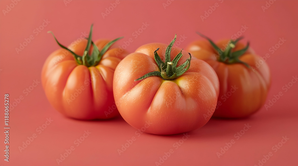 Photo: Fresh Tomatoes on Coral Background - Healthy Food Photography