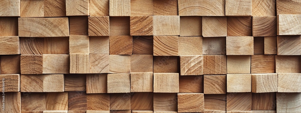 Fototapeta premium Abstract wood cube background texture.