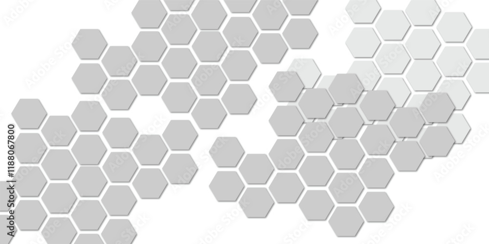 Fototapeta premium Abstract technology grey geometric hexagon on transparent concept design honeycomb shape vector. 