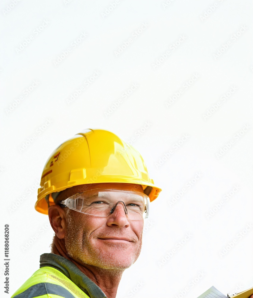 Engineer in Yellow Helmet Inspects Construction Site for Safety Awareness in Industrial Environment Engineer in Yellow Helmet Inspects Construction Site for Safety Awareness in Industrial Environment