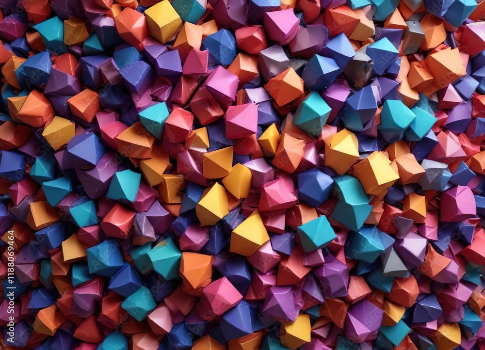 Multicolored geometric shapes arranged in a seemingly chaotic pattern, mosaic, eclectic mix Multicolored geometric shapes arranged in a seemingly chaotic pattern, mosaic, eclectic mix