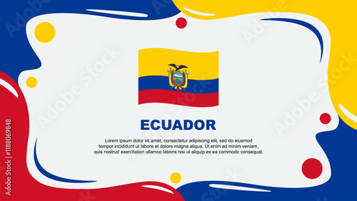 Ecuador Flag Abstract Background Flat Design Template. Ecuador Independence Day Banner Wallpaper Vector Illustration. Ecuador Design