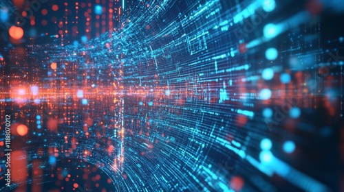 Wallpaper Mural Blue abstract technology data wavy lines in holographic style Torontodigital.ca