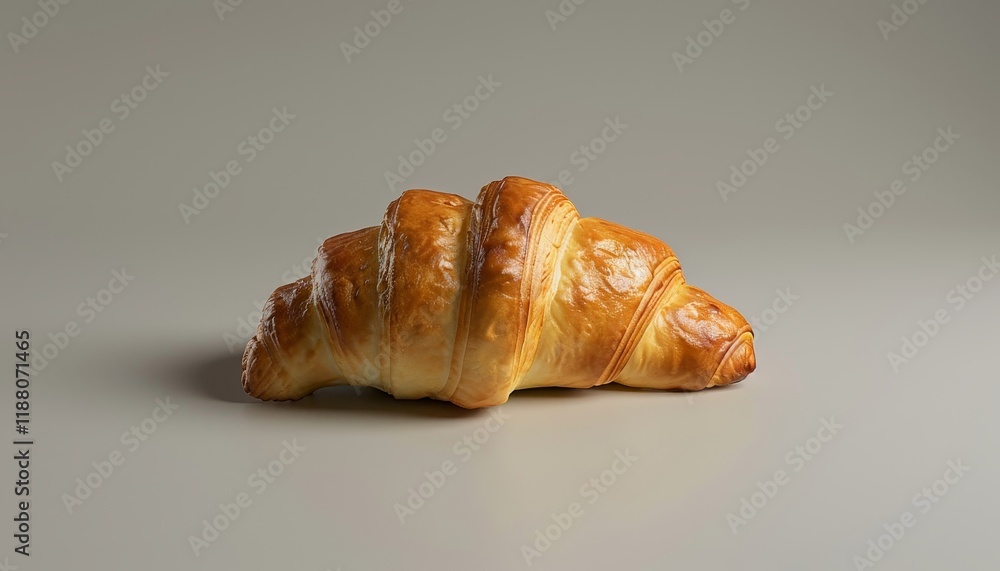A freshly baked croissant with a golden brown crust, isolated on a gray background. A freshly baked croissant with a golden brown crust, isolated on a gray background.
