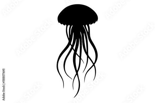 Jellyfish sketch isolated vector silhouette