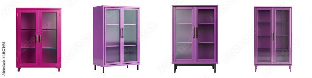 Vibrant Purple and Pink Modern Modular Storage Cabinets with Glass Doors and Compartments for Home or Office Organization and Display Sleek Minimalist Design Perfect for Contemporary Interiors Vibrant Purple and Pink Modern Modular Storage Cabinets with Glass Doors and Compartments for Home or Office Organization and Display Sleek Minimalist Design Perfect for Contemporary Interiors
