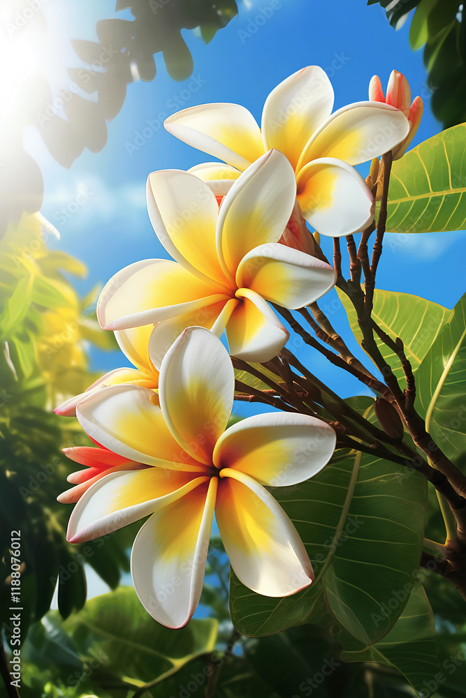 Fototapeta premium plumeria flowers on tree