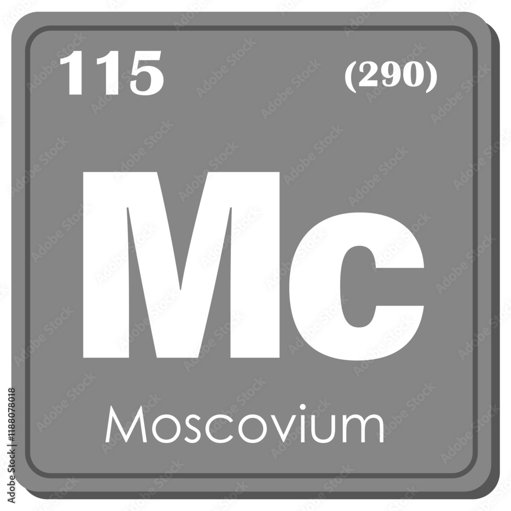 Obraz premium Moscovium Chemical Element Square Icon in Periodic Table Isolated on White Background