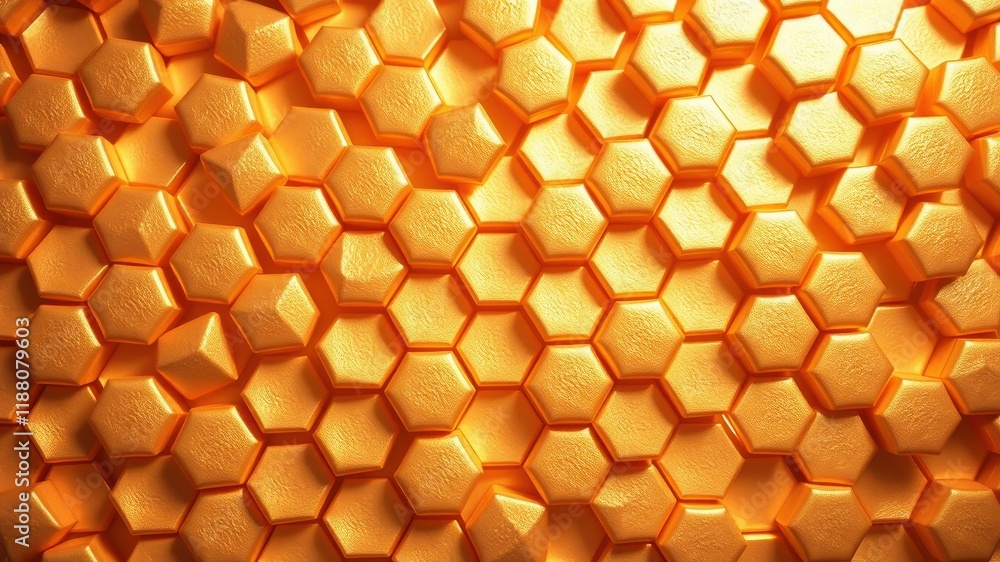 A close-up view of a repeating pattern of hexagonal shapes, each rendered in a rich, golden hue, creating a visually captivating and tactile texture. A close-up view of a repeating pattern of hexagonal shapes, each rendered in a rich, golden hue, creating a visually captivating and tactile texture.