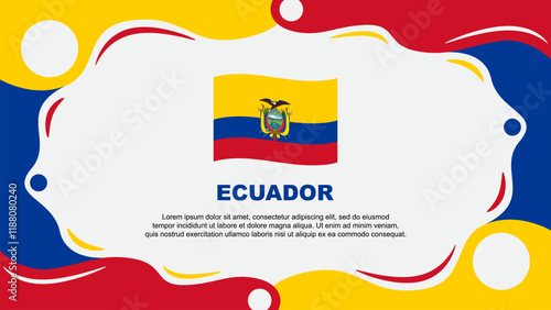 Ecuador Flag Abstract Background Flat Design Template. Ecuador Independence Day Banner Wallpaper Vector Illustration. Ecuador Vector