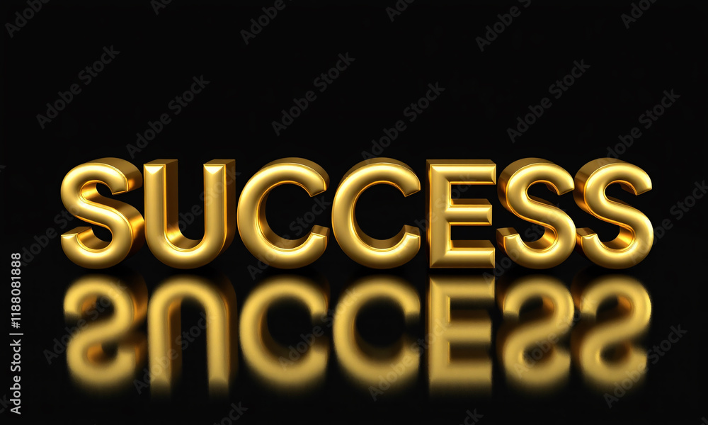 A 3D text render of 'SUCCESS' with metallic gold letters A 3D text render of 'SUCCESS' with metallic gold letters