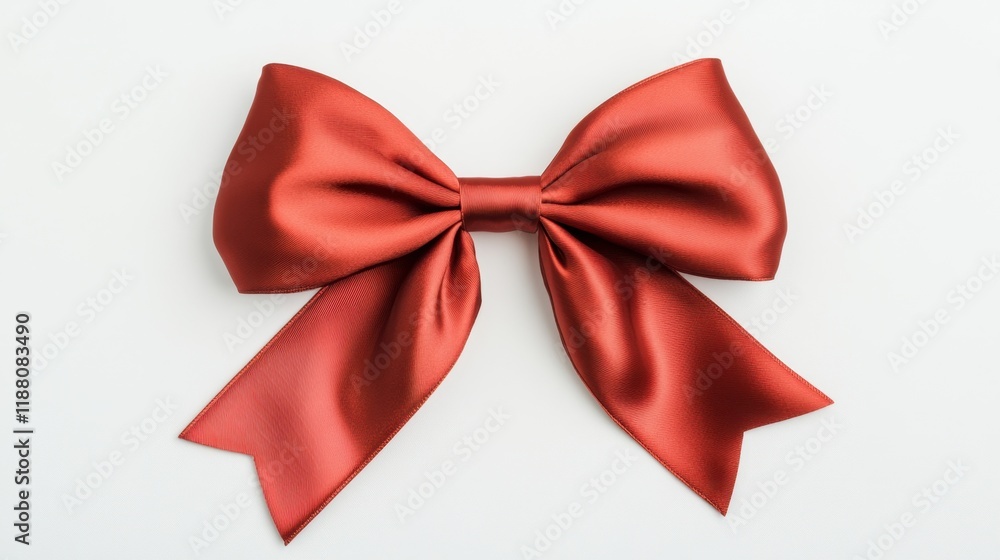 A festive red satin ribbon bow, neatly tied with elegant loops and tails, isolated on a plain white background for simple, clean visuals. A festive red satin ribbon bow, neatly tied with elegant loops and tails, isolated on a plain white background for simple, clean visuals.
