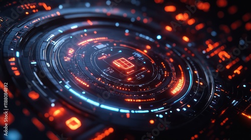 Wallpaper Mural Futuristic Technology Interface: Abstract Digital Design Torontodigital.ca