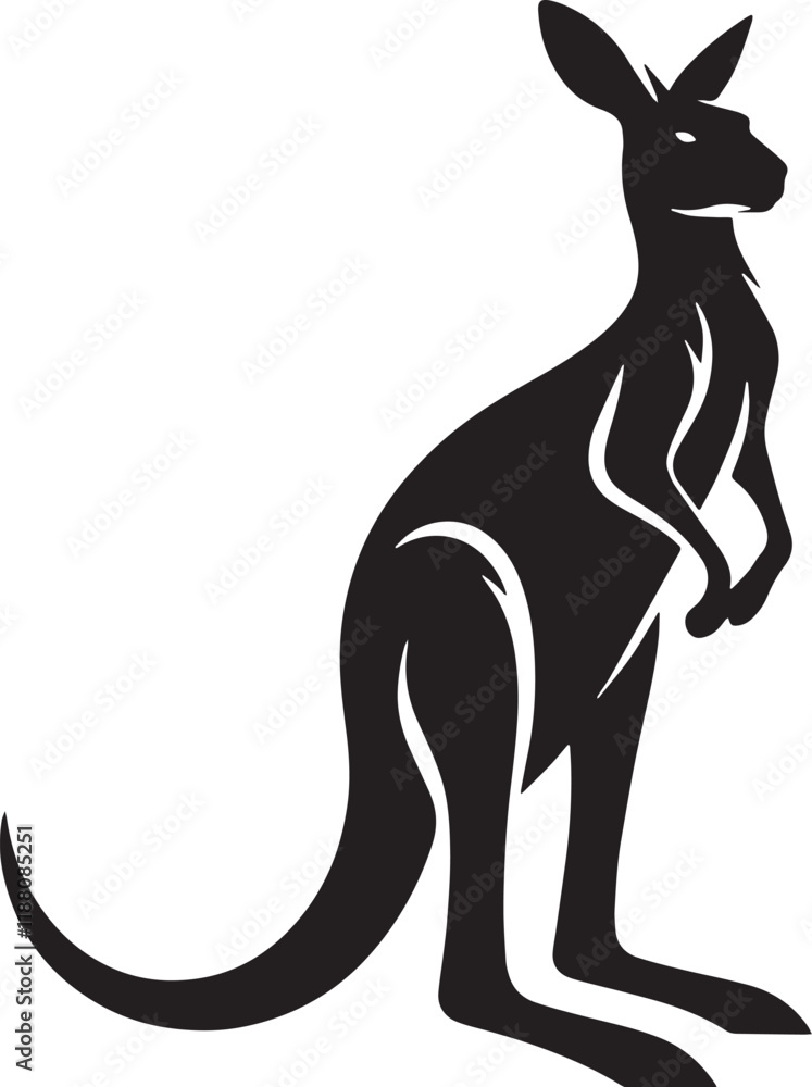 Kangaroo Silhouette line art vector illustration on white background Kangaroo Silhouette line art vector illustration on white background