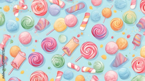 Colorful Candies and Sweets Delightful Pastel Background