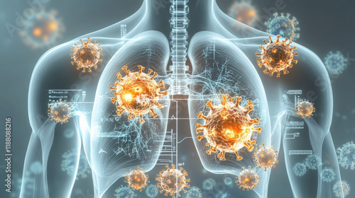Human metapneumovirus (HMPV or hMPV): detailed medical illustration shows disease progression and infection patterns, crucial for healthcare insights.
