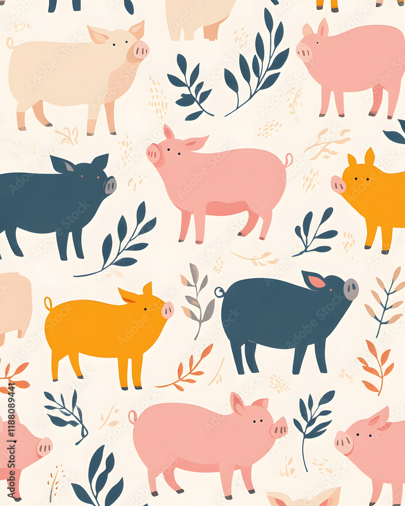 Obraz premium Picture of cute pig, pork, processed food, photograph or illustrator for advertising