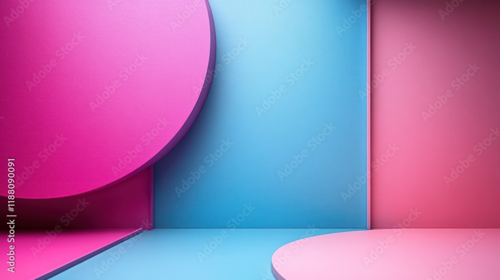 Vibrant Abstract Composition with Geometric Shapes in Pink and Blue Hues Vibrant Abstract Composition with Geometric Shapes in Pink and Blue Hues