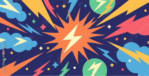 Retro Lightning Bolt Background: Colorful.