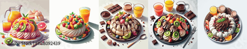 vector set of australian dish pavlova