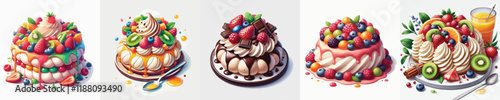 vector set of australian dish pavlova