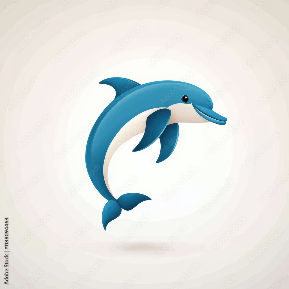 Fototapeta premium Cheerful cartoon dolphin character with big smile and playful pose