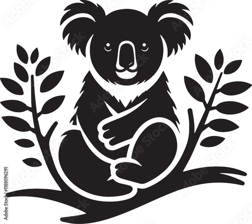 Koala Silhouette line art vector illustration on white background photo