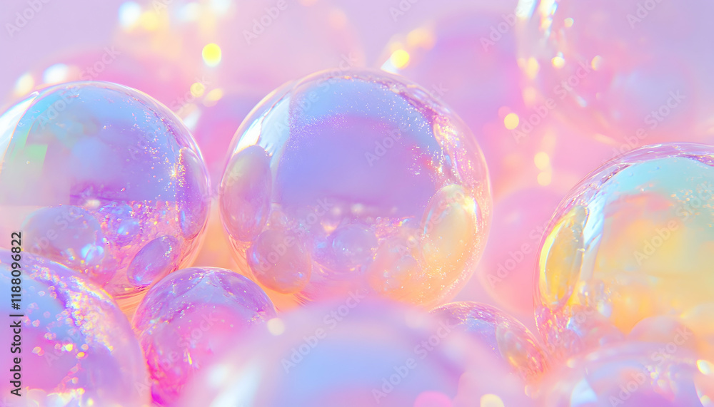 Abstract Background - Iridescent Soap Bubbles in Pastel Colors Abstract Background - Iridescent Soap Bubbles in Pastel Colors