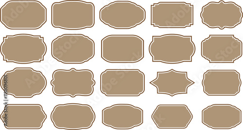 Ornamental label frames set, form and shape. Old ornate labels, decorative vintage frame and retro badge.  Vector emblem decorative card, Isolated vector symbols set,