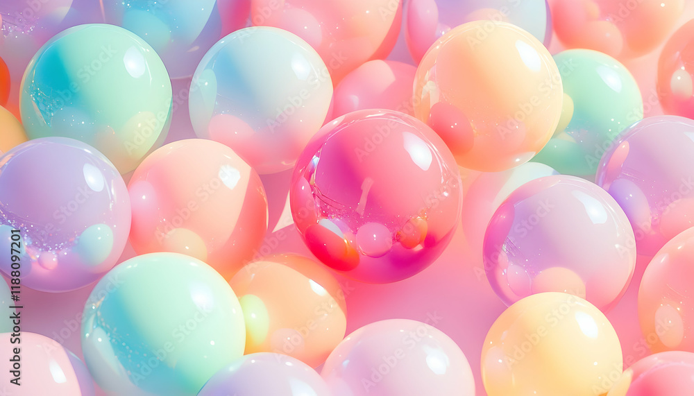 custom made wallpaper toronto digital3D Abstract Background - Pastel Rainbow Spheres Illustration