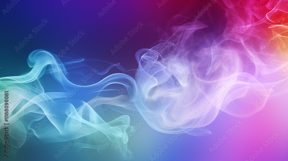 Fototapeta premium Colorful smoke or mist background blending, backlighting, light background with space on the right side of the frame,generative ai illustration