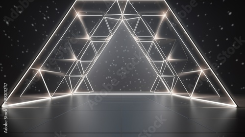 Digital wireframe mesh background, studio lighting setup, light background with space in the middle of the frame,generative ai illustration