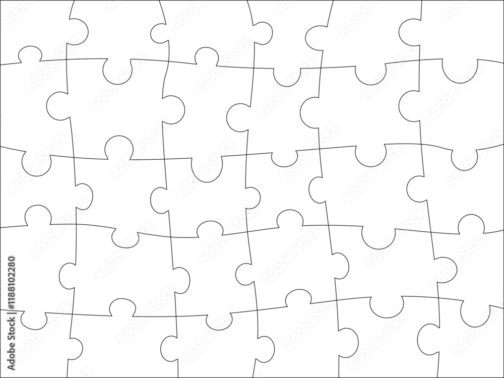 A puzzle with 30 elements. Square puzzles. Black outline A puzzle with 30 elements. Square puzzles. Black outline