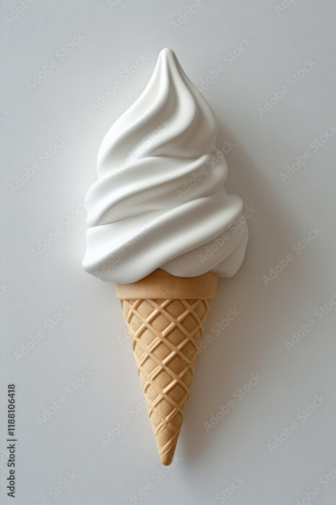 A classic vanilla ice cream cone, isolated on white background A classic vanilla ice cream cone, isolated on white background