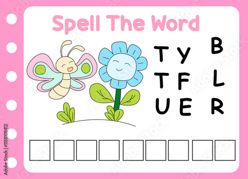 spell the word of butterfly . cute little butterfly